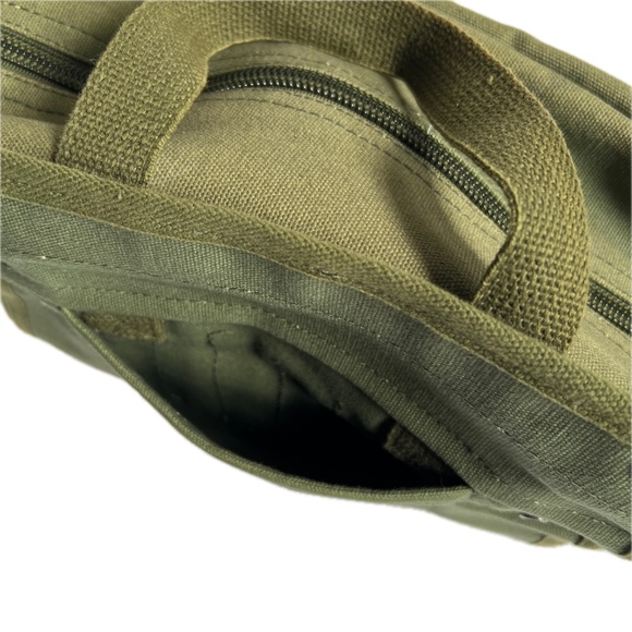 Aritzia Duffle Tote Bag Small Army Green Cotton Canvas Front & Back Pockets - Picture 6 of 8